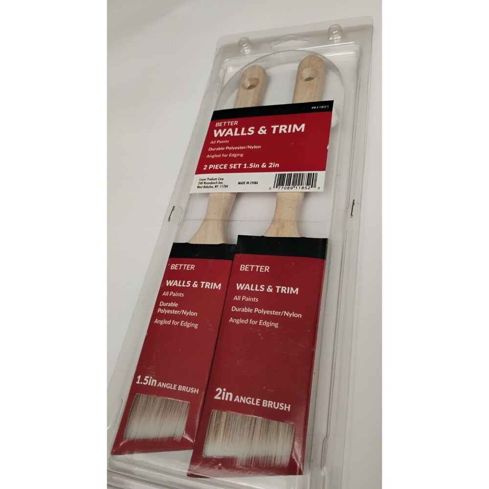 Better Walls And Trim 2 Piece Set 1.5 And 2 Inch Wood Handle Brush Set